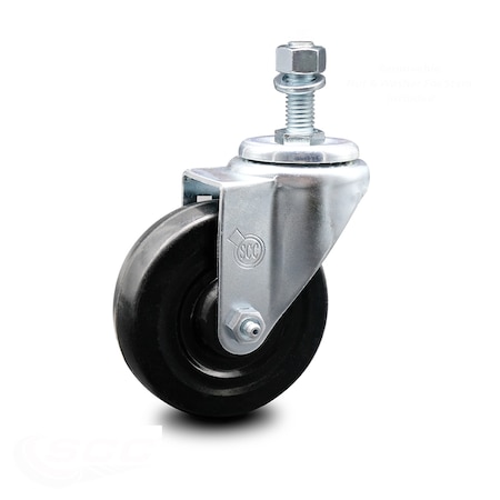 Service Caster 4 Inch Hard Rubber Wheel Swivel 1/2 Inch Threaded Stem Caster SCC-TS20S414-HRS-121315